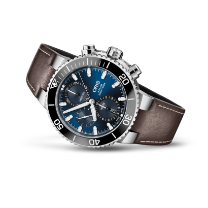 Reloj Oris caballero REFERENCIA 01 774 7743 4155-07 5 24 10EB CAJA Aquis, 45.50 mm, Acero MOVIMIENTO Remonte automático cronógrafo ESFERA Azul CORREA/PULSERA Piel GARANTÍA 2 Años Inscríbase en MyOris y amplie de forma gratuita su garantía a 3 años.