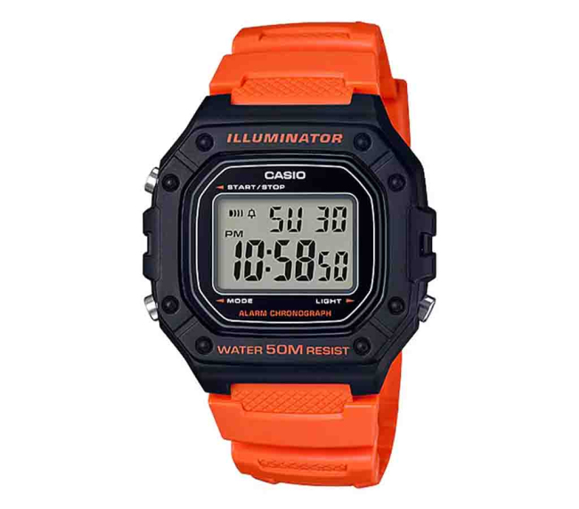 Reloj Casio Digital W-218h-4b2vcf Naranja Retro
