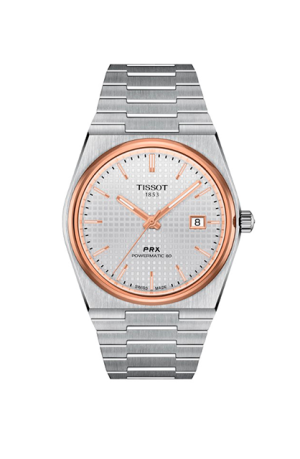 Reloj TISSOT PRX POWERMATIC 80 T137.407.21.031.00 ACERO INOXIDABLE DE 35 MM DE DIÁMETRO DISEÑO DE CAJA ICÓNICA MANECILLAS DE LAS HORAS Y LOS MINUTOS RECUBIERTAS DE SUPER LUMINOVA® CARÁTULA COLORIDA CON EFECTO SOLAR BRAZALETE DE ACERO INTEGRADO