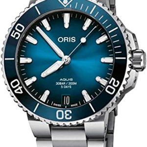 Reloj caballero 41.50 mm REFERENCIA: 01 400 7769 4135-07 8 22 09PEB CASO: Aquis, 41,50 mm, Acero inoxidable MOVIMIENOT: Fecha de cuerda automática desarrollada por Oris MARCAR: Azul CORREA/PULSERA: Acero inoxidable EXTRAS: Certificado GARANTÍA: 2 años Únase a MyOris y extienda su garantía gratis a 10 años.