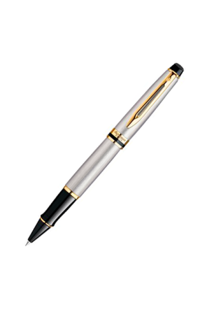 Pluma Waterman Expert S0951980 Marca WATERMAN Color Stainless with Silver Trimeel with Gold Trim Color de la tinta Plateado Rango de edad (descripción) Niño Adolescente Jóven Adulto Material Acero