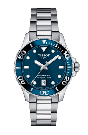 Reloj TISSOT SEASTAR 1000 36MM T120.210.11.041.00 CALIDAD SIN CONCESIONES: RESISTENCIA AL AGUA DE 1000 PIES / 30 BARES NUEVA COLECCIÓN DE RELOJES PARA DEPORTES ACUÁTICOS DE MENOR TAMAÑO PARA MUJERES Y HOMBRES RESISTENTE AL AGUA BRAZALETE DE LIBERACIÓN RÁPIDA INTERCAMBIABLE