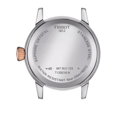 Reloj TISSOT CLASSIC DREAM LADY T129.210.22.013.00 Género Mujer Garantía 2 años de Garantía Hermeticidad Hermético hasta una presión de 5 bares (50 metros/165 pies) SKU T1292102201300 Colección T-Classic Peso (g) 74