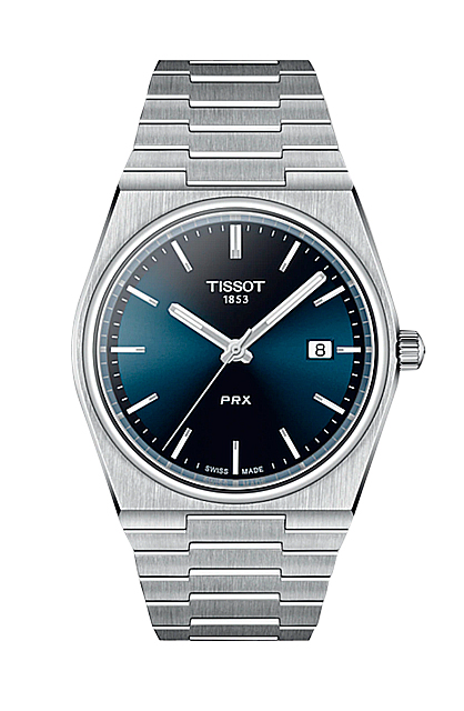 Reloj Tissot T1374101104100circulo, manecillas caratula azul, sin mumeros ´solo lineas , logotipo de marca tissot al centro