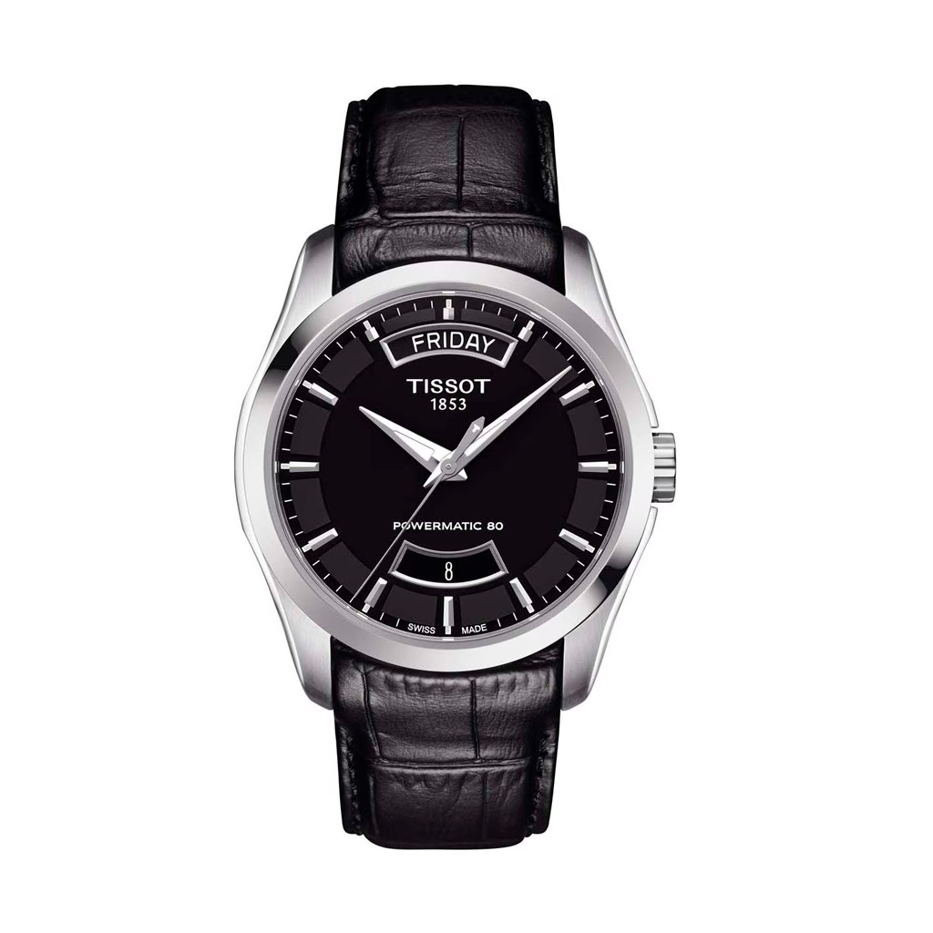 Reloj Tissot Tradition de hombre, caja de acero dorada y correa de piel  T0636103603800.